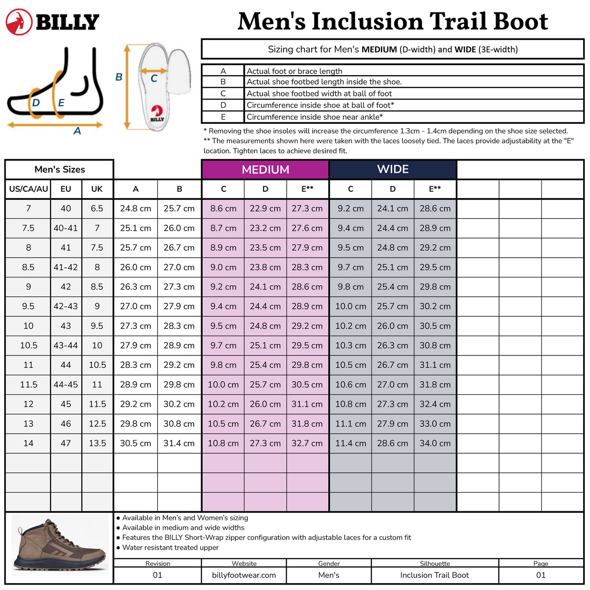 Men's Taupe BILLY Inclusion Trail Boot
