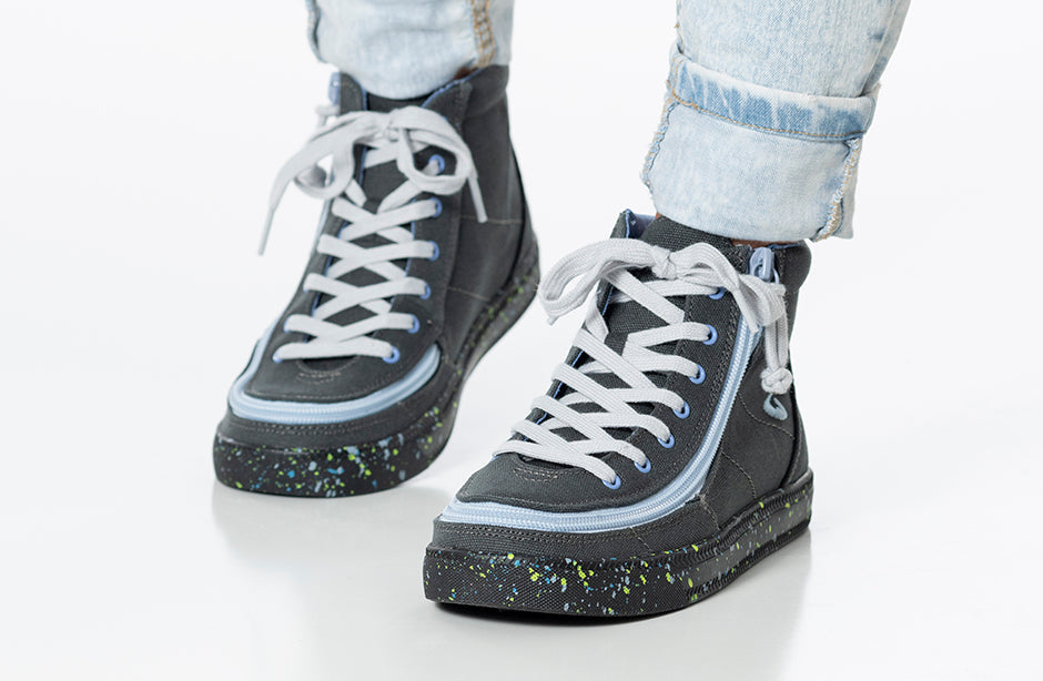 FINAL SALE - Charcoal/Blue Speckle BILLY Classic Lace High Tops