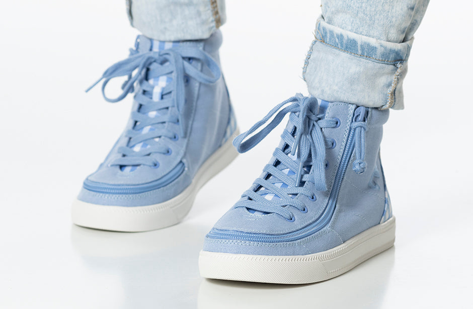 FINAL SALE - Blue Gingham BILLY Classic Lace High Tops