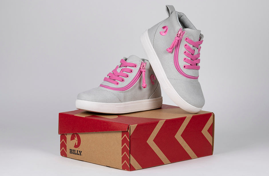 FINAL SALE - Grey/Pink BILLY D|R Short Wrap High Tops