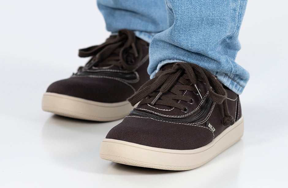 FINAL SALE - Men's Dark Brown/White Stitch BILLY Sneaker Low Tops