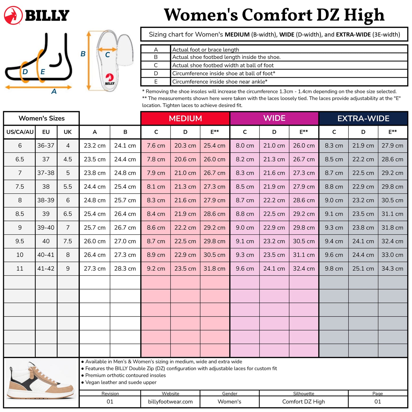 Women's White/Tan/Black BILLY Comfort DZ High