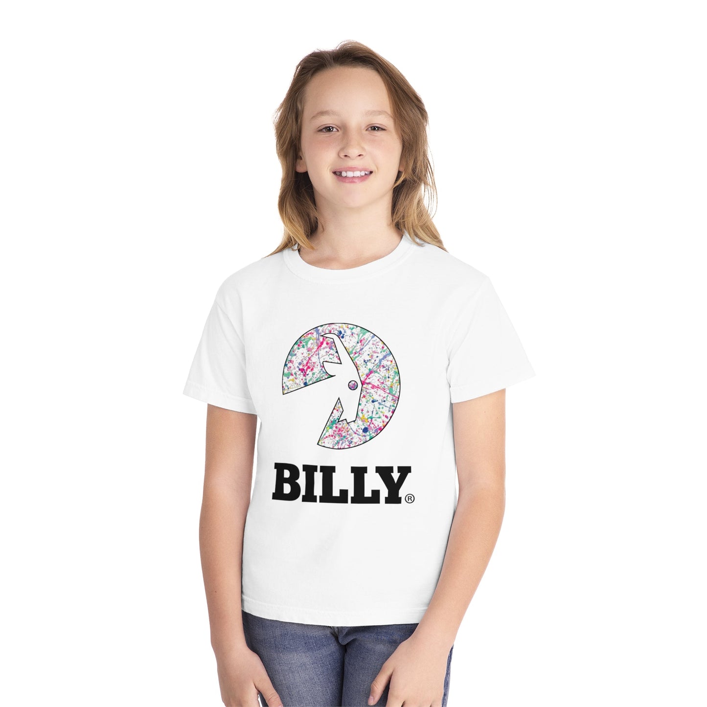  BILLY Youth Midweight Tee (Sasha Splatter - Black Print)