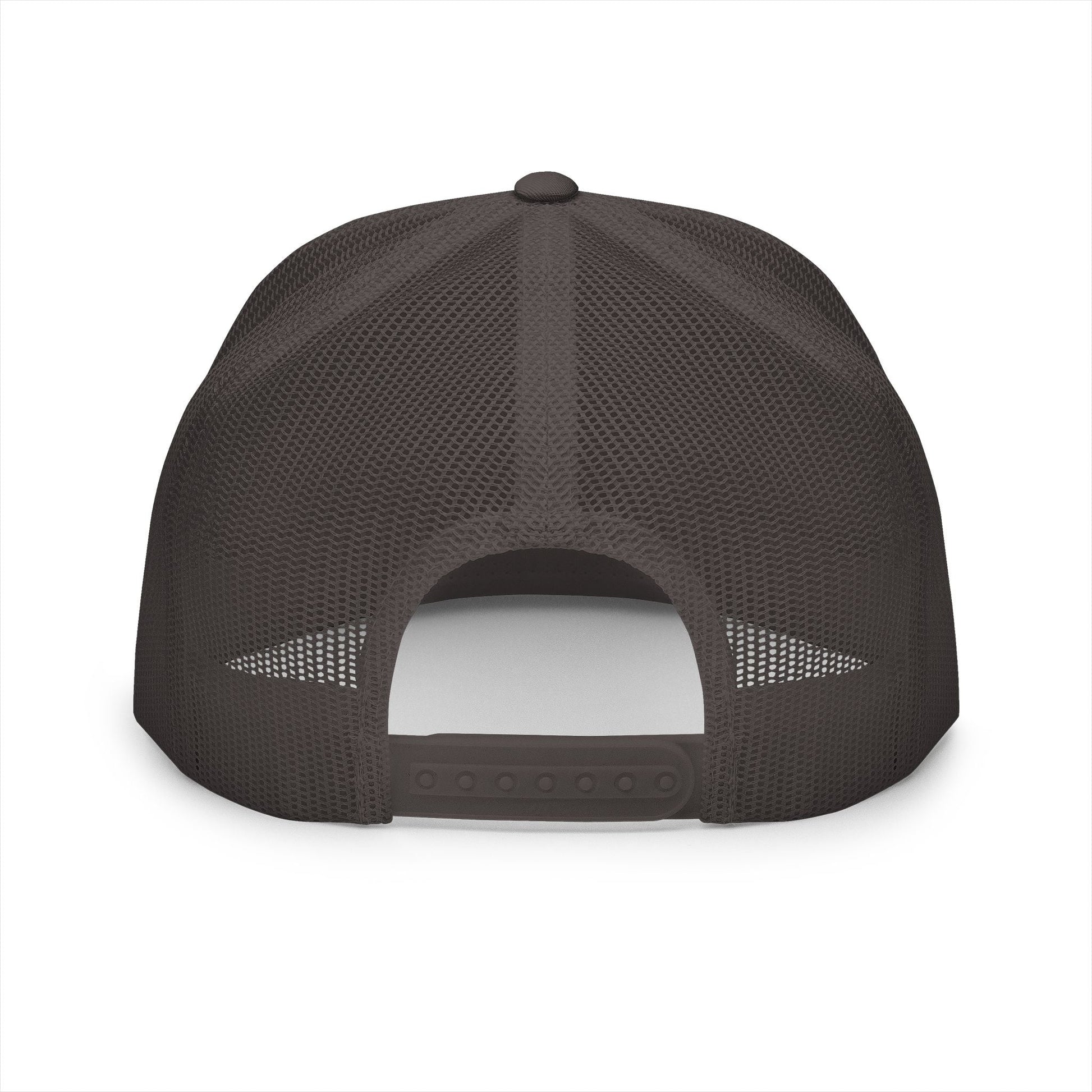  BILLY 5 Panel Flat Bill Trucker Cap (Black Vertical Logo - Embroidery) — AVAILABLE IN 10 COLORS