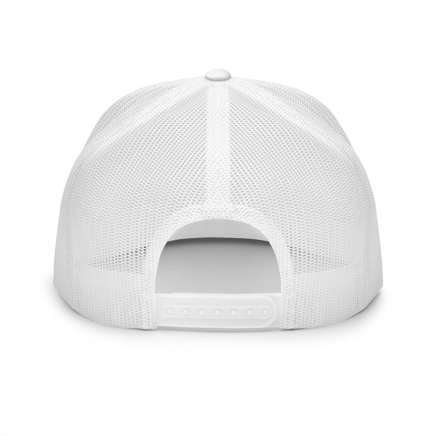  BILLY 5 Panel Flat Bill Trucker Cap (White Goat - Embroidery) — AVAILABLE IN 6 COLORS