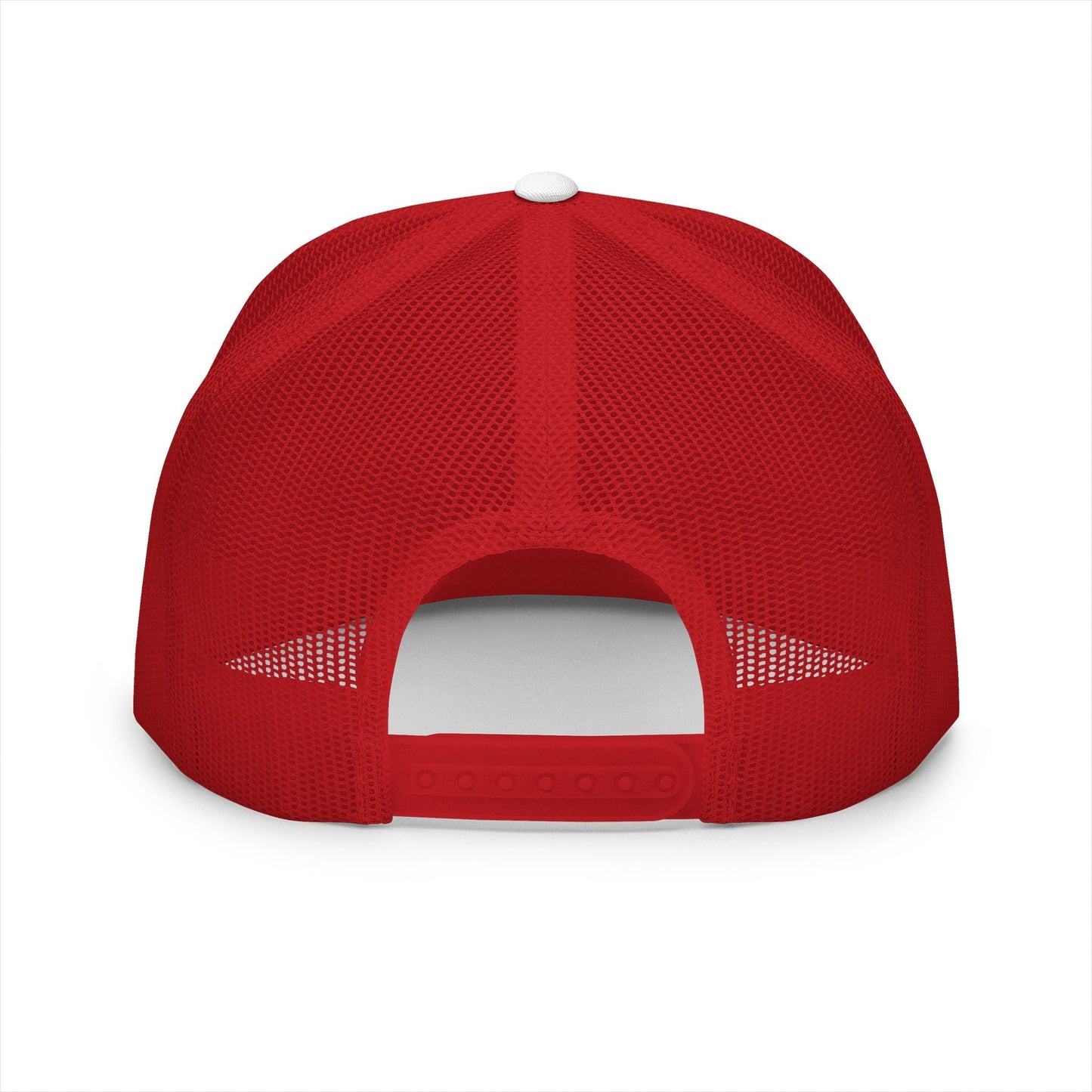  BILLY 5 Panel Flat Bill Trucker Cap (Black Vertical Logo - Embroidery) — AVAILABLE IN 10 COLORS