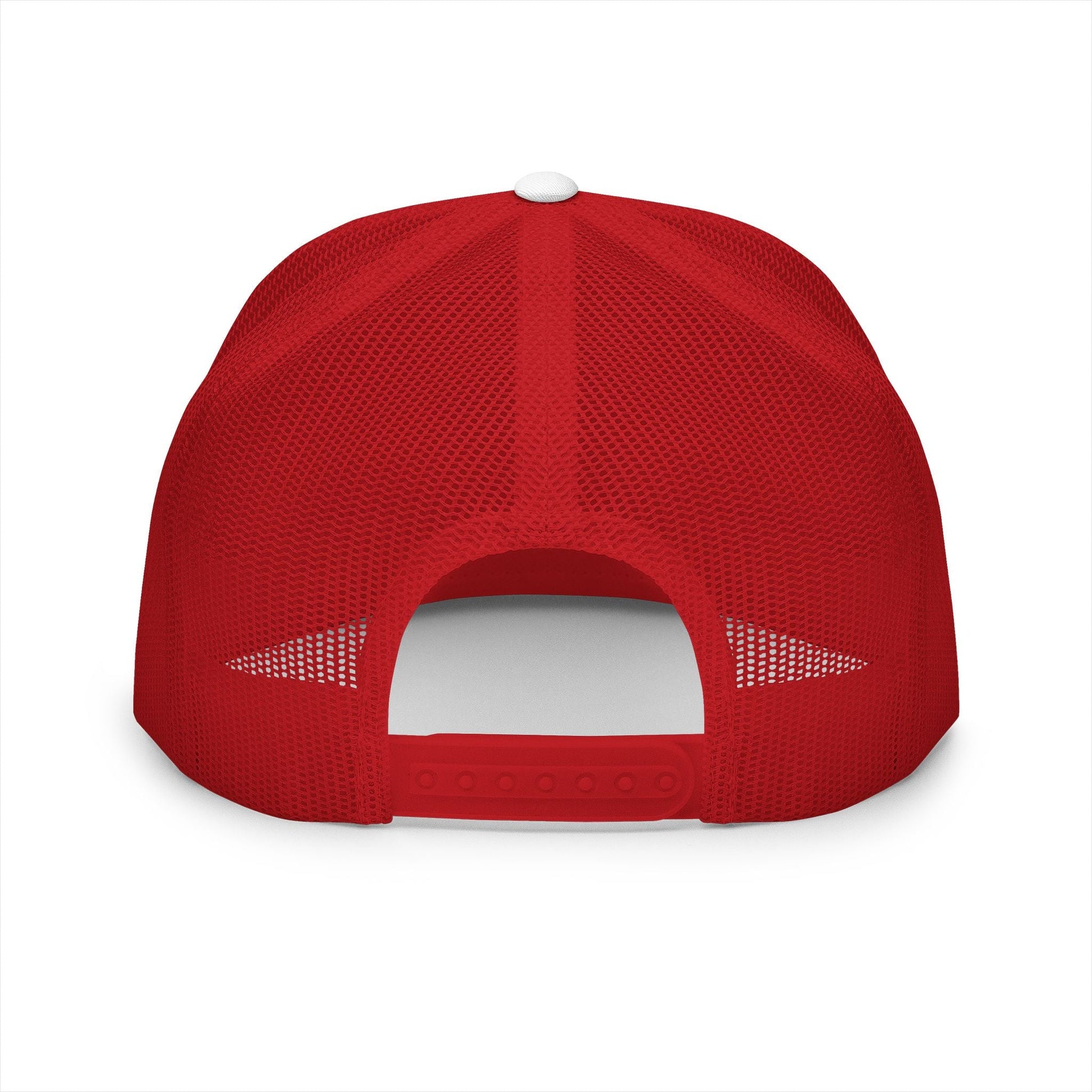  BILLY 5 Panel Flat Bill Trucker Cap (Black Vertical Logo - Embroidery) — AVAILABLE IN 10 COLORS