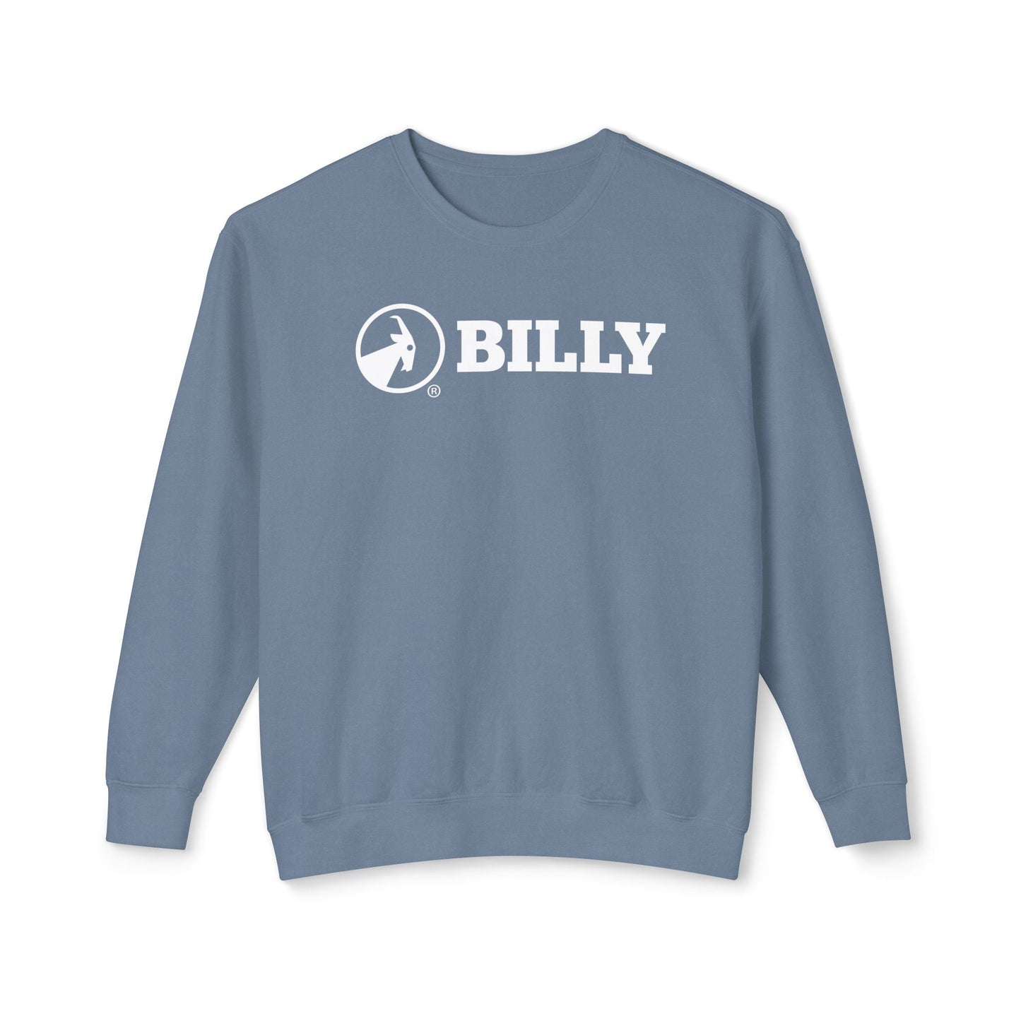  BILLY Unisex Lightweight Crewneck Sweatshirt (White Horizontal Logo) — AVAILABLE IN 5 COLORS