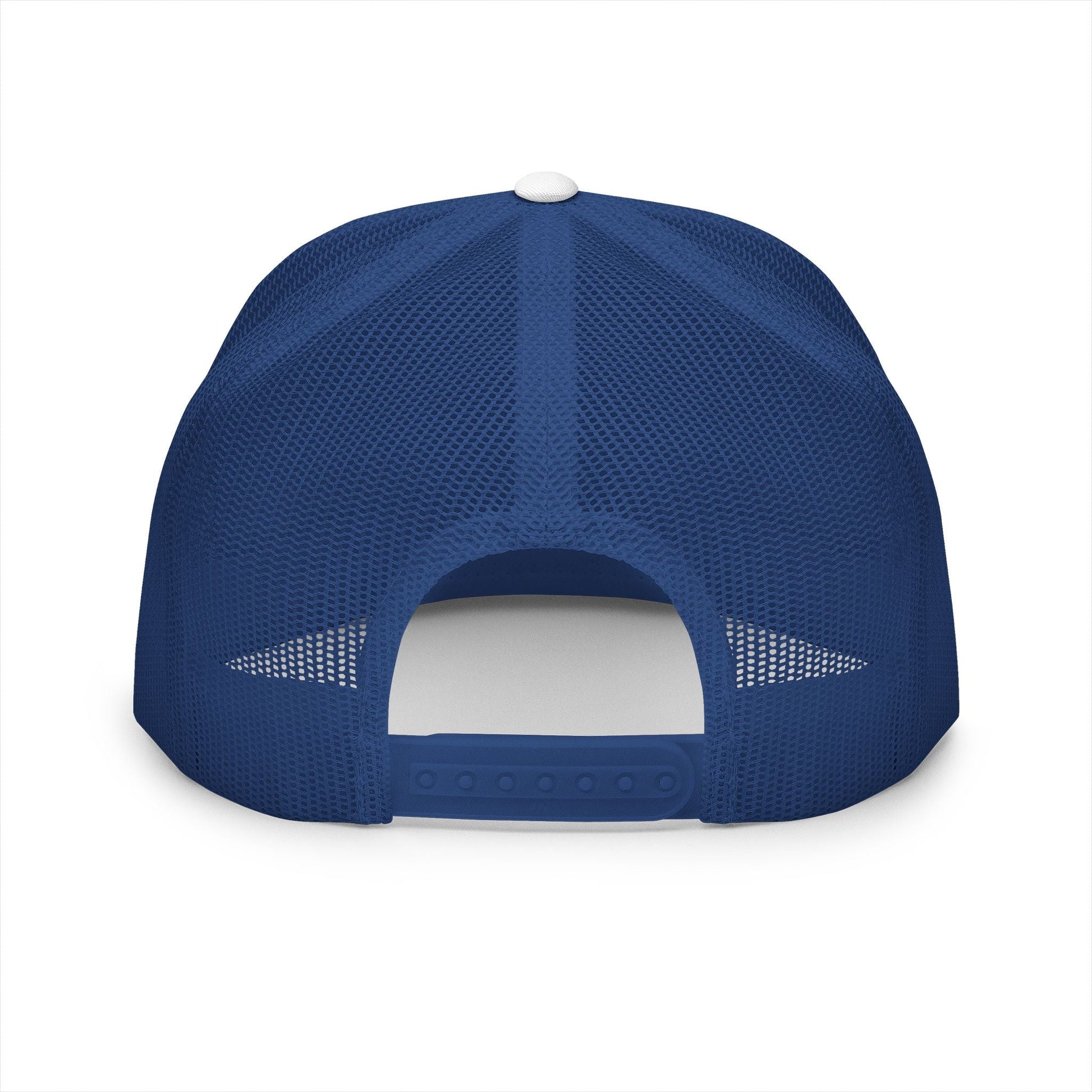  BILLY 5 Panel Flat Bill Trucker Cap (White Vertical Logo - Embroidery) — AVAILABLE IN 13 COLORS