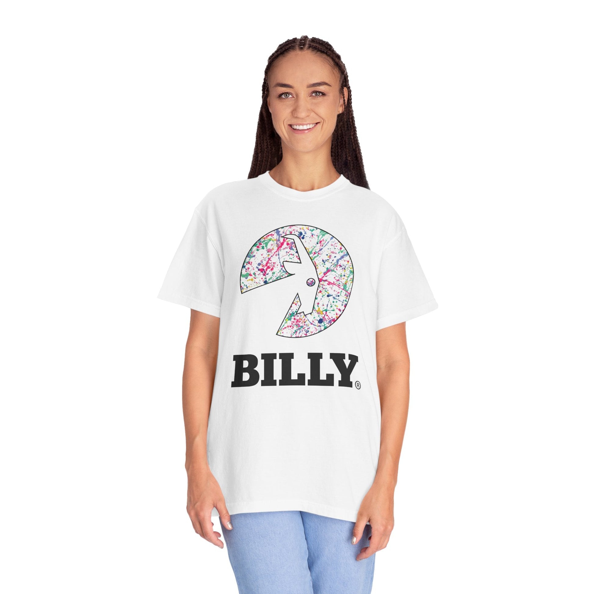  BILLY Sasha Splatter Unisex Garment-Dyed T-Shirt (Sasha Splatter - Black Print)