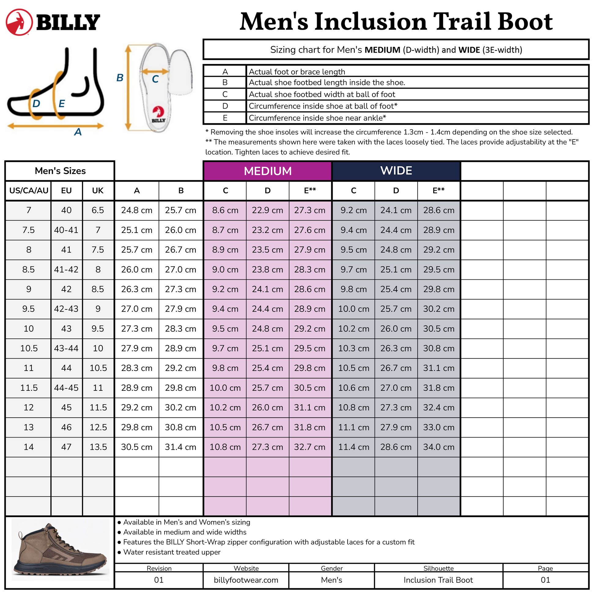  Men's Taupe BILLY Inclusion Trail Boot