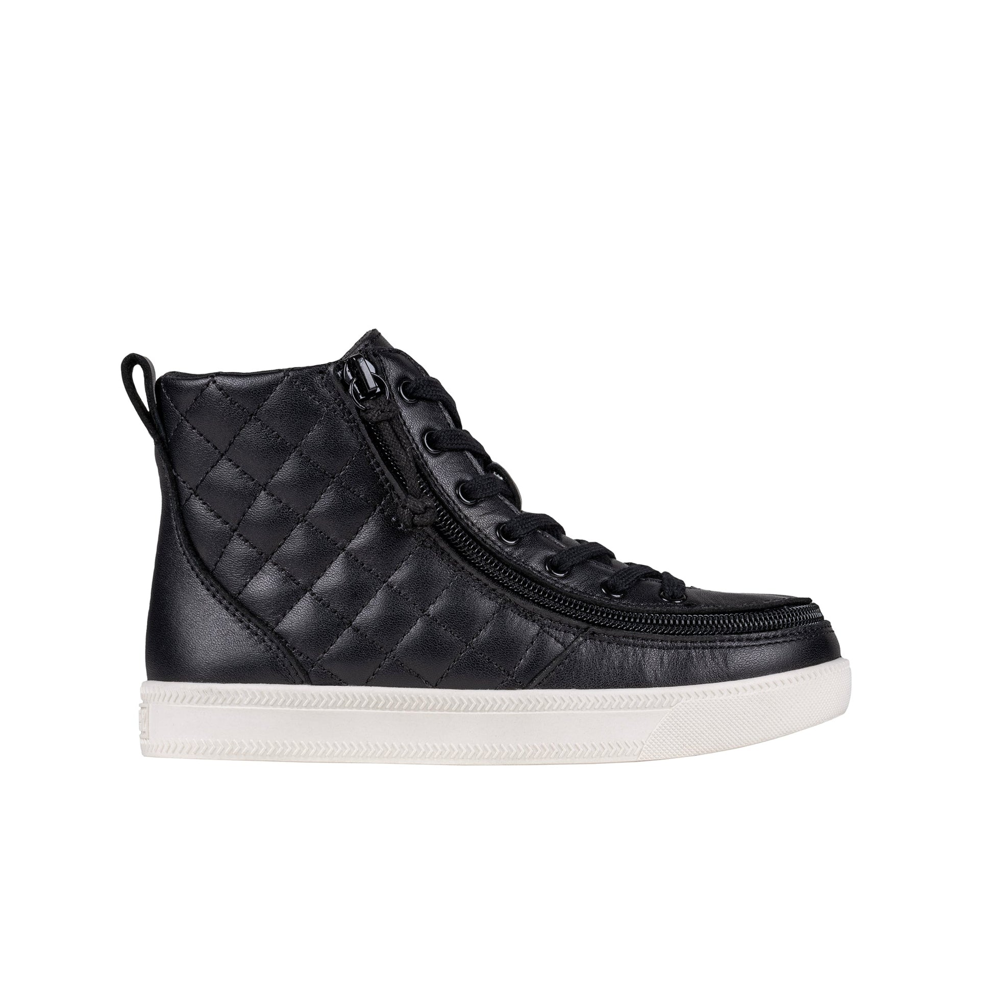 FINAL SALE - Black Leather BILLY Quilt High Tops