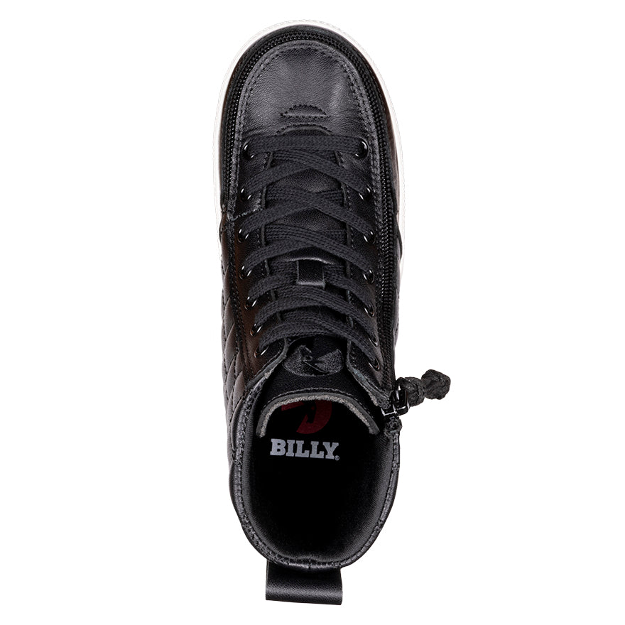  FINAL SALE - Black Leather BILLY Quilt High Tops