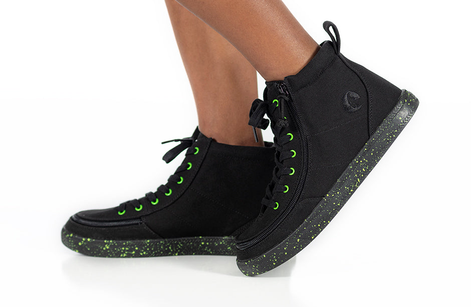  FINAL SALE - Black/Green Speckle BILLY Classic Lace High Tops