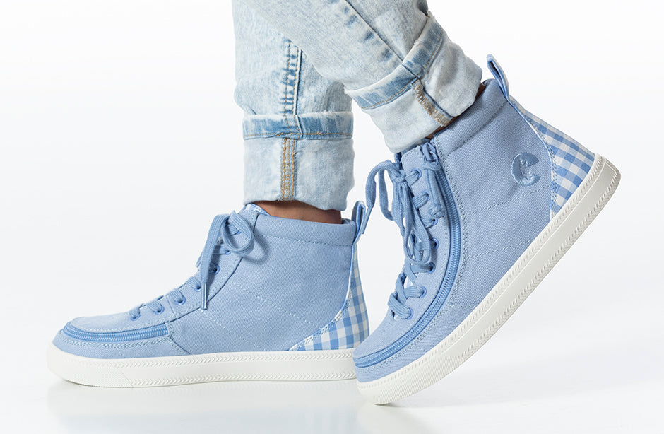 FINAL SALE - Blue Gingham BILLY Classic Lace High Tops