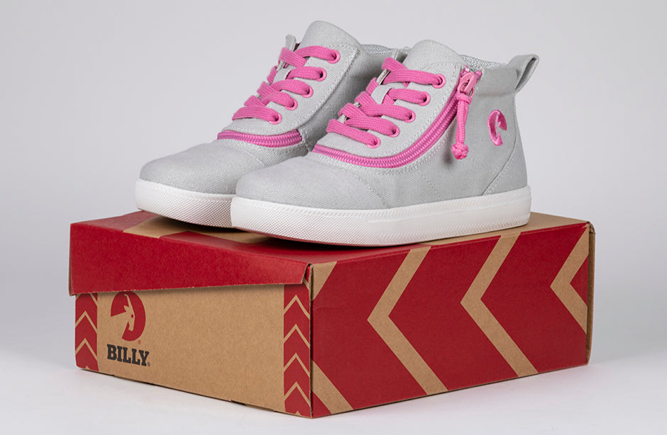  FINAL SALE - Grey/Pink BILLY D|R Short Wrap High Tops