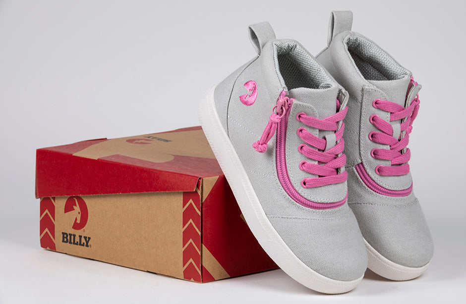  FINAL SALE - Grey/Pink BILLY D|R Short Wrap High Tops