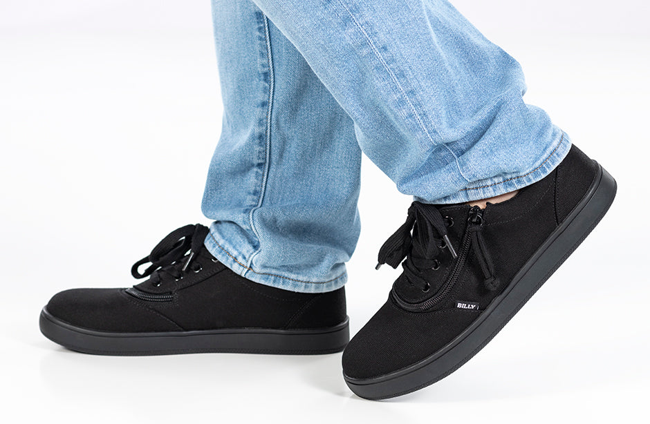  FINAL SALE - Men's Black To The Floor BILLY Sneaker Low Tops