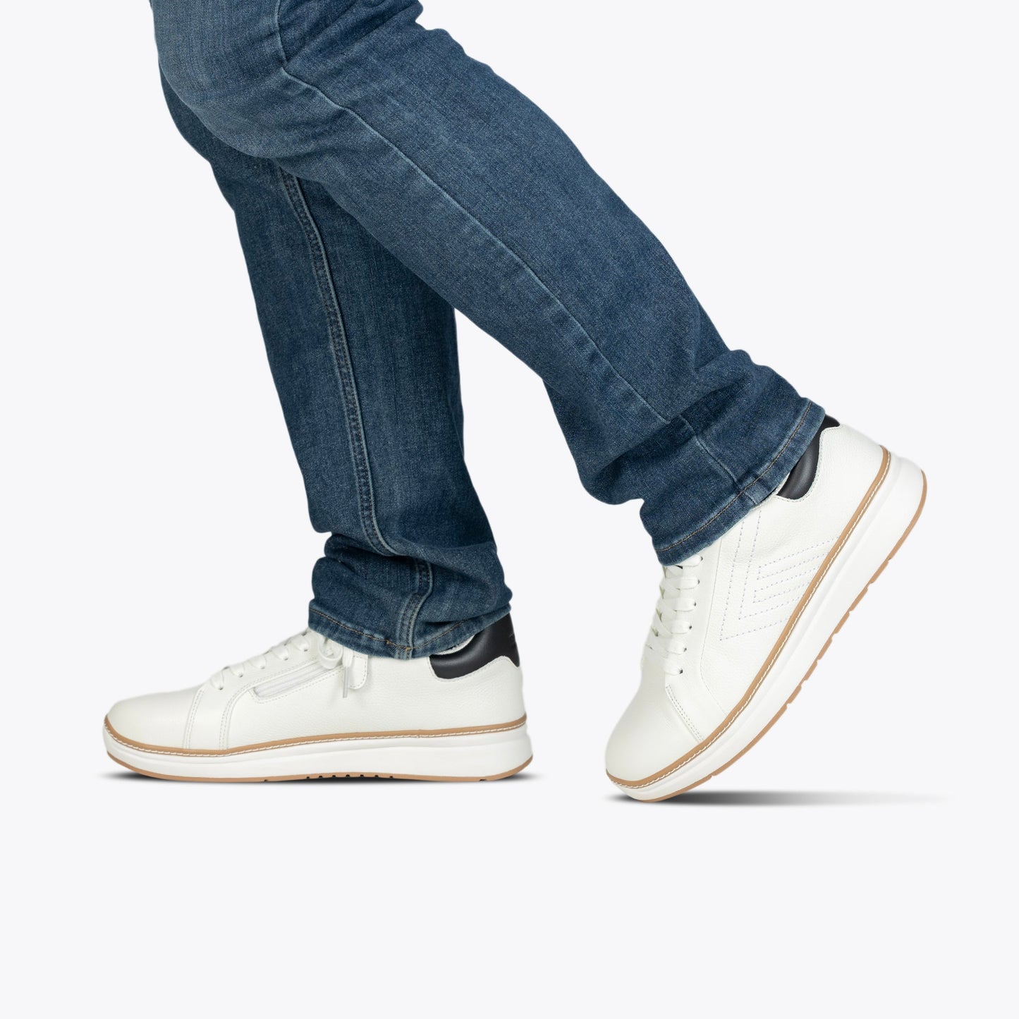  Men's White Leather BILLY Comfort Luxe