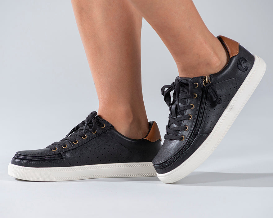 FINAL SALE - Women's Black (Brown Mustache) BILLY Low Sneakers