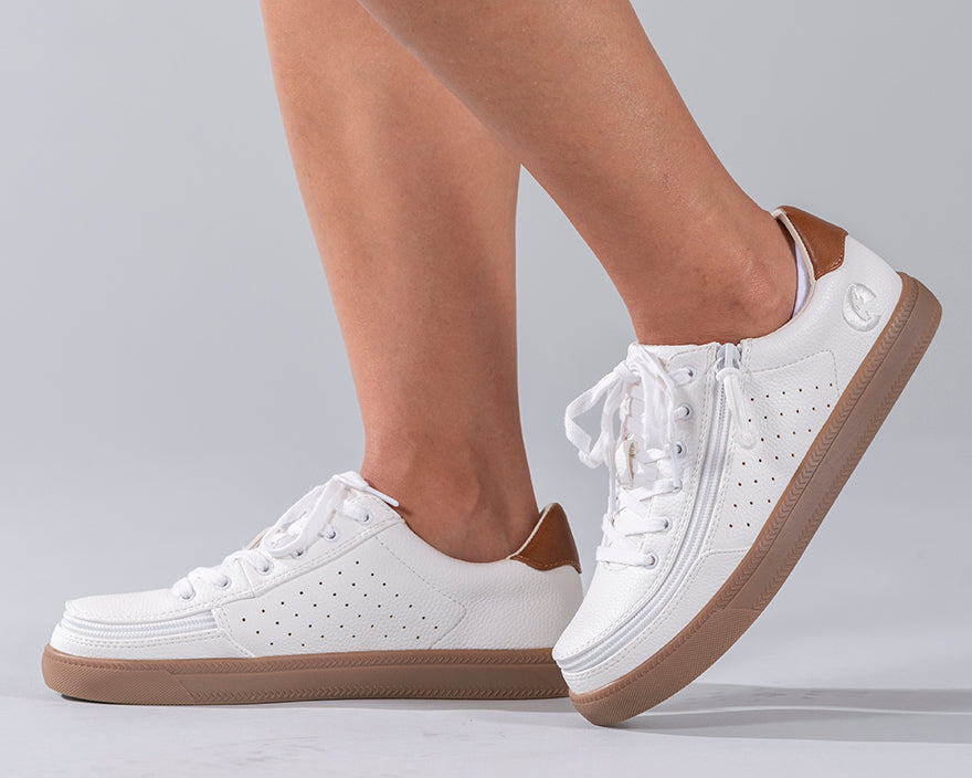  FINAL SALE - Women's White (Brown Mustache) BILLY Low Sneakers