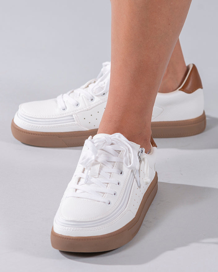  FINAL SALE - Women's White (Brown Mustache) BILLY Low Sneakers