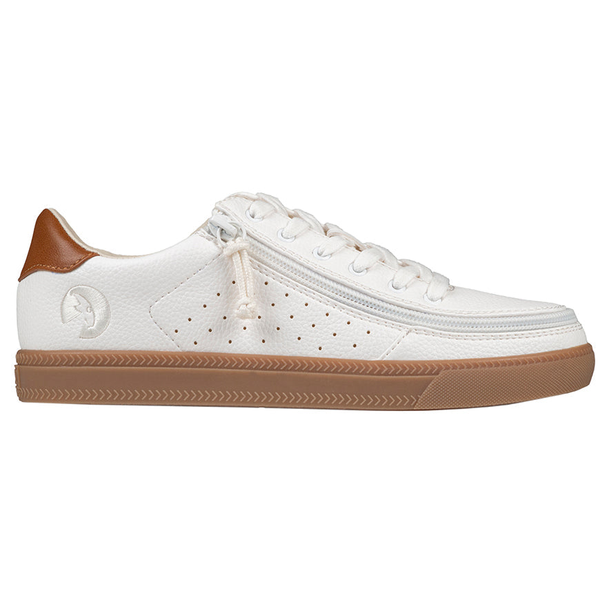  FINAL SALE - Women's White (Brown Mustache) BILLY Low Sneakers