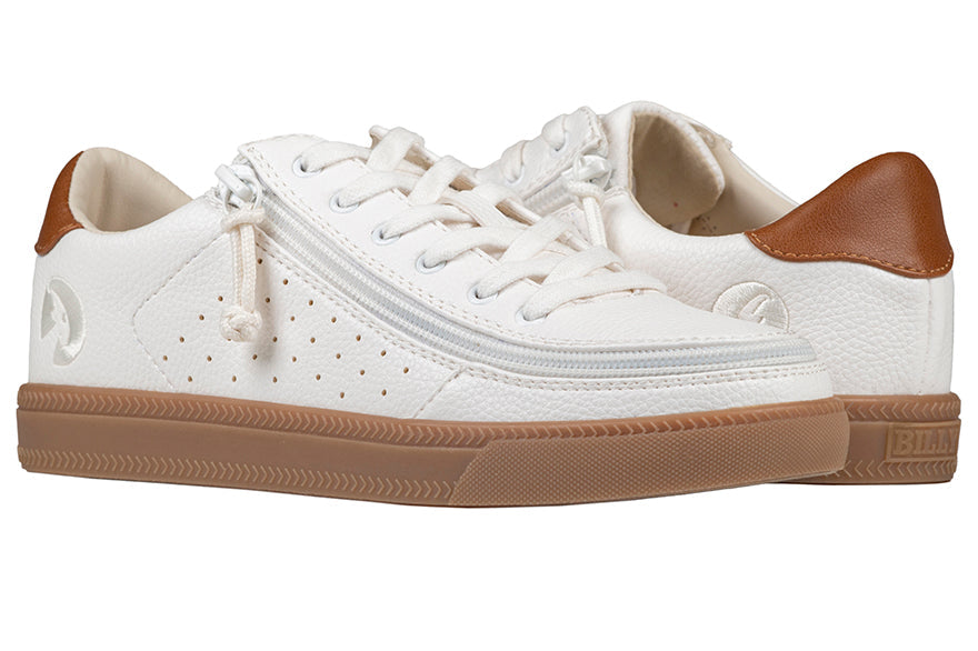 FINAL SALE - Women's White (Brown Mustache) BILLY Low Sneakers