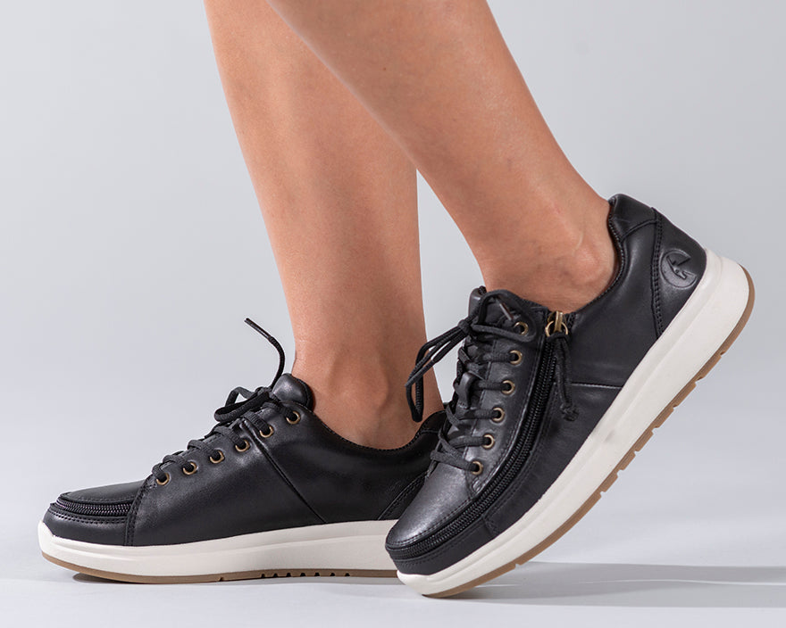  FINAL SALE - Women's Black Leather BILLY Comfort Lows
