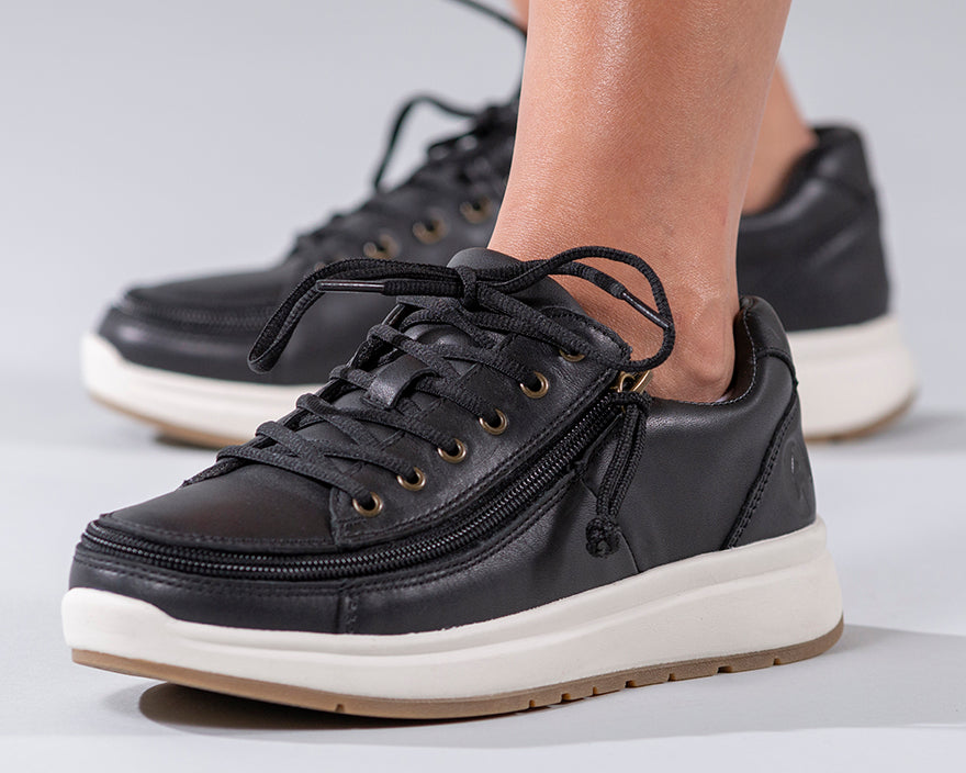  FINAL SALE - Women's Black Leather BILLY Comfort Lows