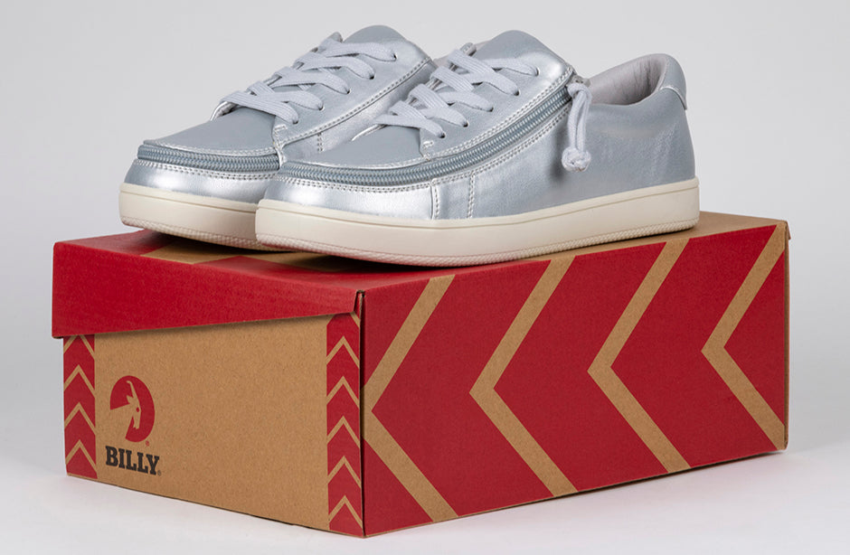  FINAL SALE - Women's Silver Grey Metallic BILLY Sneaker Low Tops