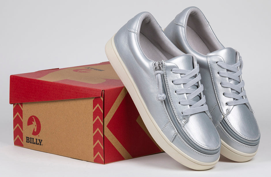  FINAL SALE - Women's Silver Grey Metallic BILLY Sneaker Low Tops