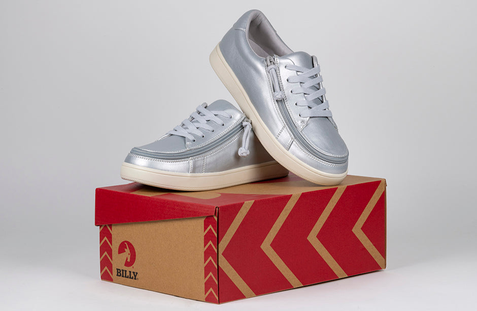  FINAL SALE - Women's Silver Grey Metallic BILLY Sneaker Low Tops