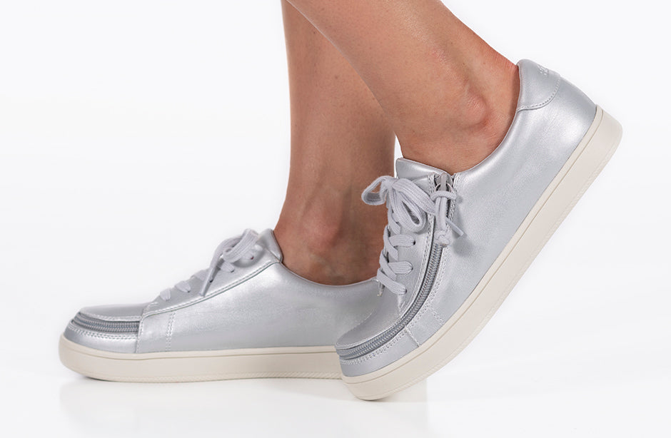  FINAL SALE - Women's Silver Grey Metallic BILLY Sneaker Low Tops