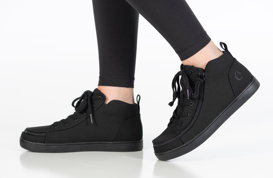  FINAL SALE - Women's Black To The Floor BILLY Sneaker Lace Mid Tops