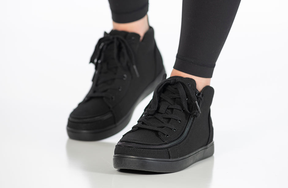  FINAL SALE - Women's Black To The Floor BILLY Sneaker Lace Mid Tops