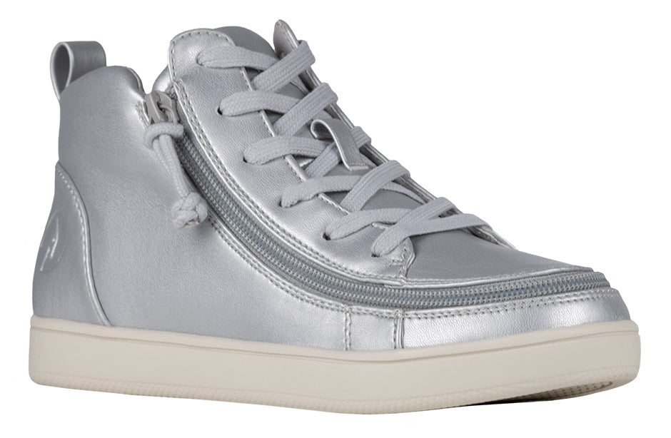  FINAL SALE - Women's Silver Grey Metallic BILLY Sneaker Lace Mid Tops