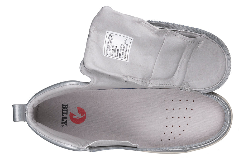  FINAL SALE - Women's Silver Grey Metallic BILLY Sneaker Lace Mid Tops