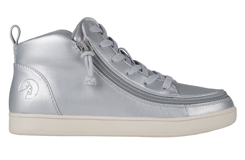  FINAL SALE - Women's Silver Grey Metallic BILLY Sneaker Lace Mid Tops
