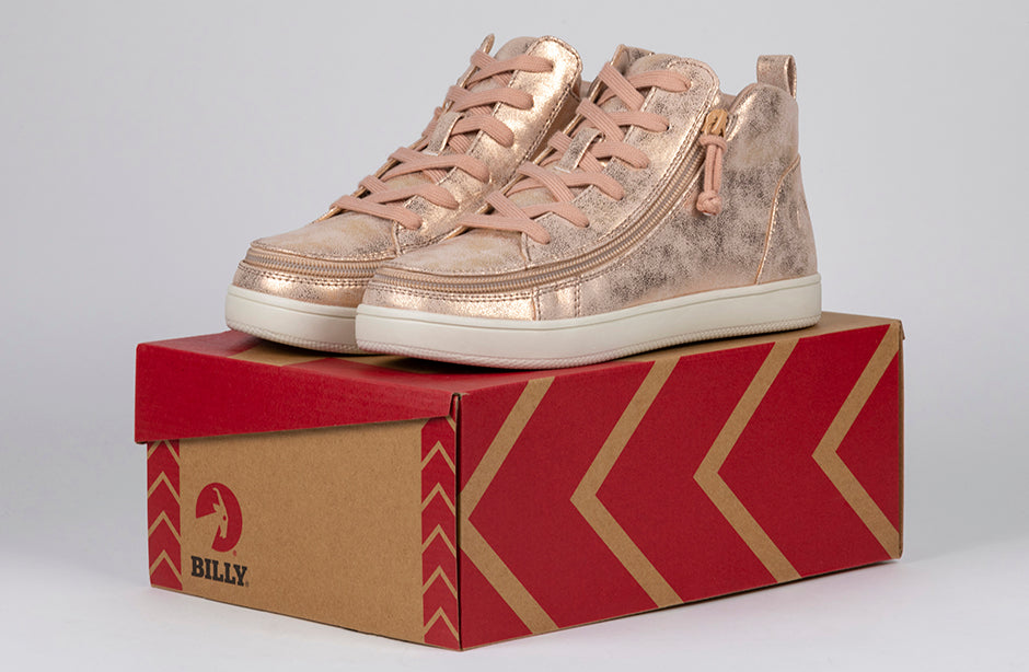  FINAL SALE - Women's Rose Gold BILLY Sneaker Lace Mid Tops