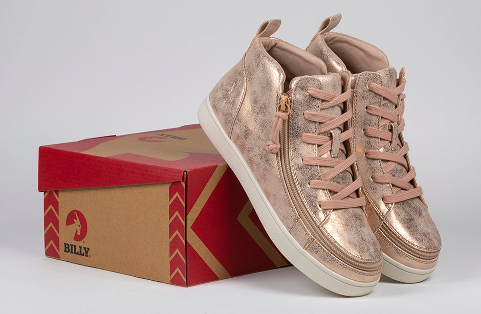  FINAL SALE - Women's Rose Gold BILLY Sneaker Lace Mid Tops