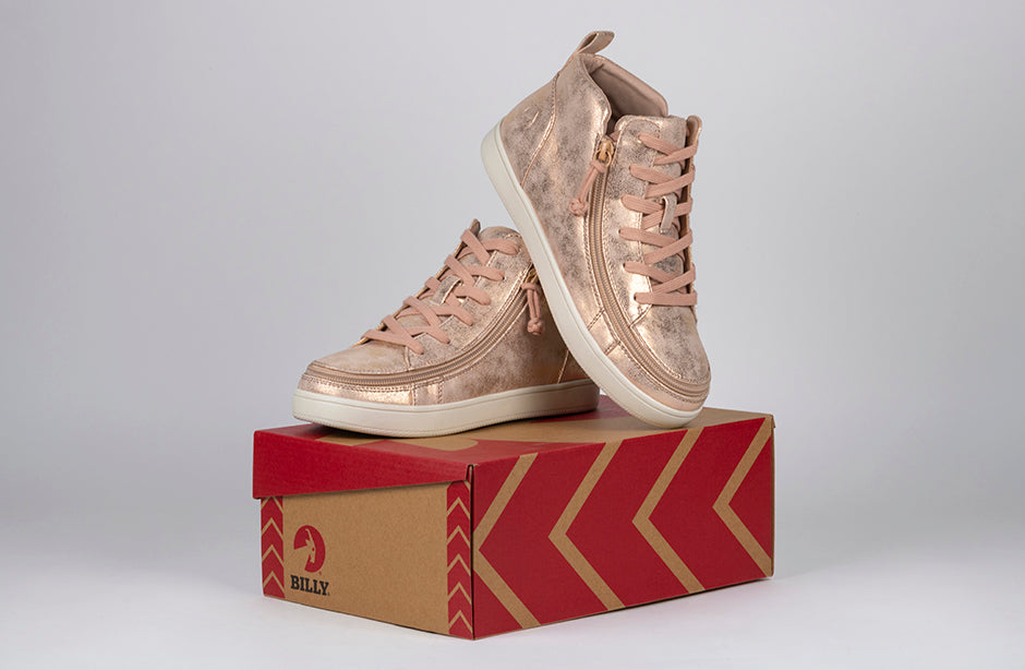  FINAL SALE - Women's Rose Gold BILLY Sneaker Lace Mid Tops