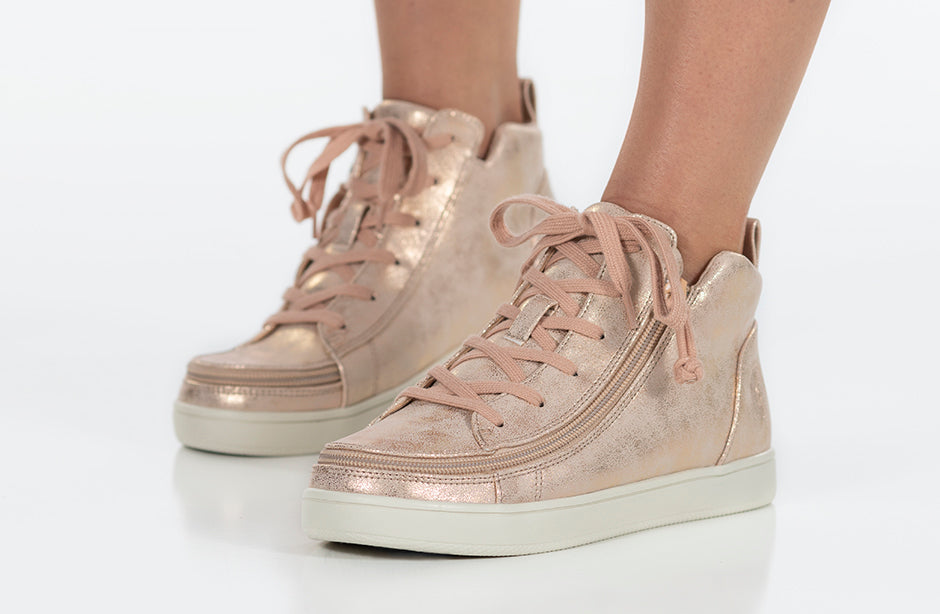  FINAL SALE - Women's Rose Gold BILLY Sneaker Lace Mid Tops