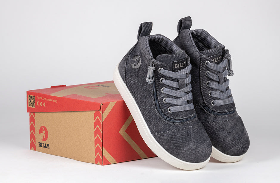  Black Acid Wash BILLY D|R II Short Wrap High Tops